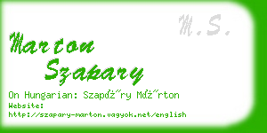 marton szapary business card